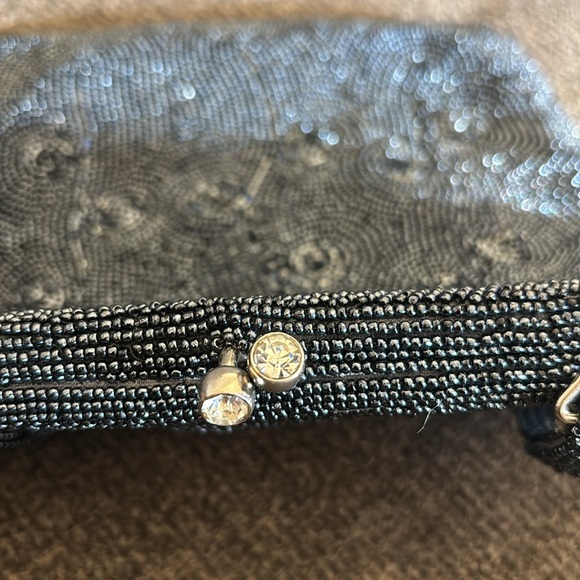 Vintage Debbie 60s Bag Black Hand Made Beaded  Purse Elegant Black